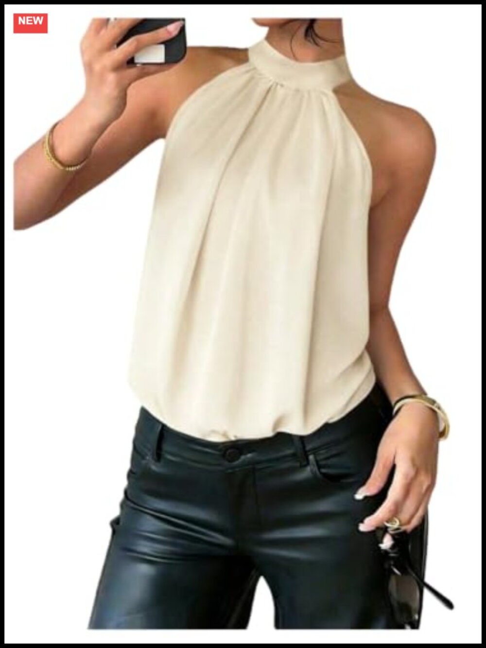Sleeveless Chiffon Halter Tank Top for Beach Vacation